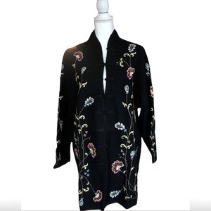 Embroidered Boiled Wool Coat